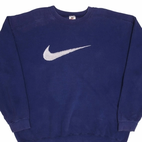 VINTAGE NIKE BIG SWOOSH NAVY BLUE SWEATSHIRT 1990S XL MADE IN USA Pullover