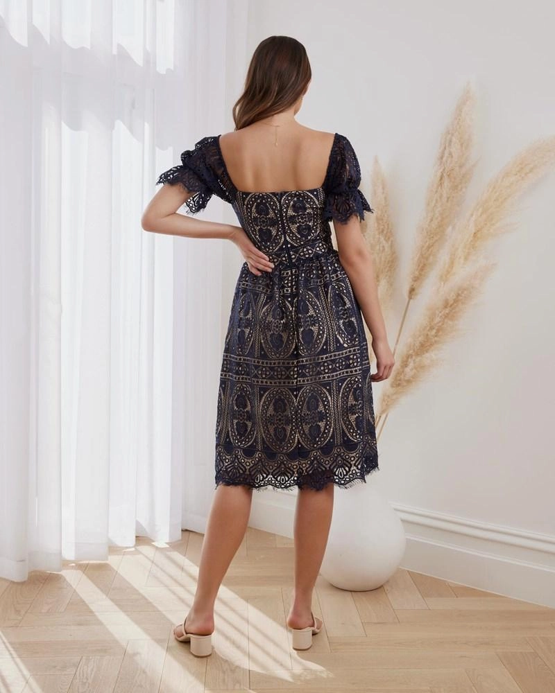 Remie Dress - Navy/Beige (Final Sale) Elegant Piece