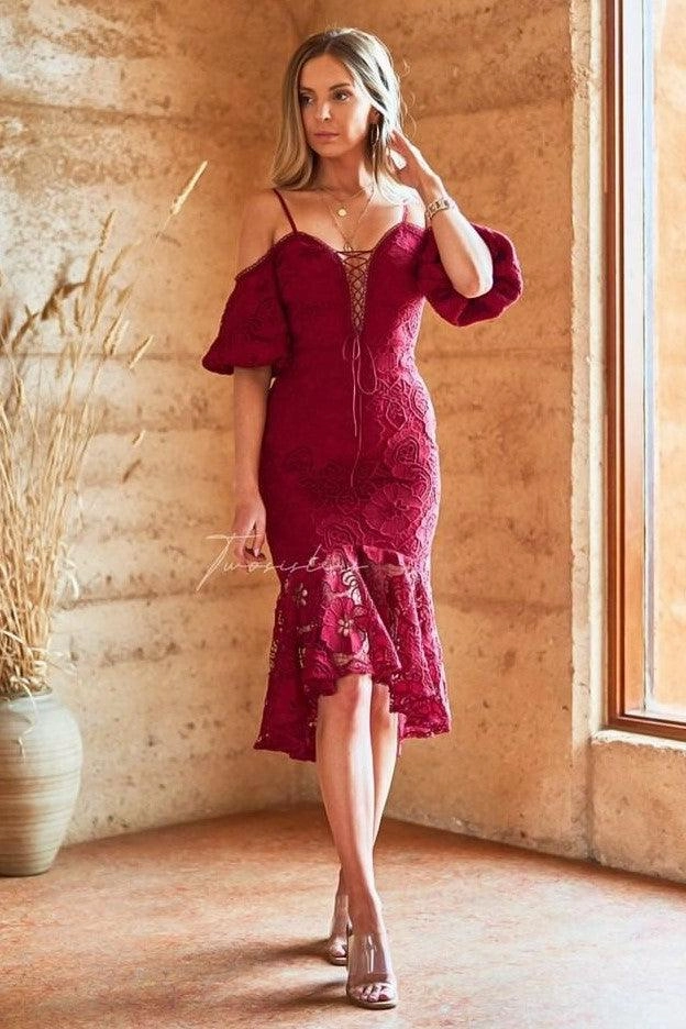 Clean Texture Riana Dress - Red (Final Sale)