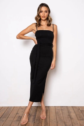 Smart Fit Rib Midi Dress - Black