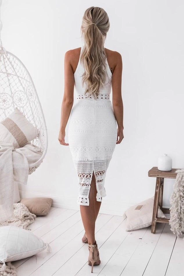 Rivers Midi Dress - White Classic structured dress Flow Line