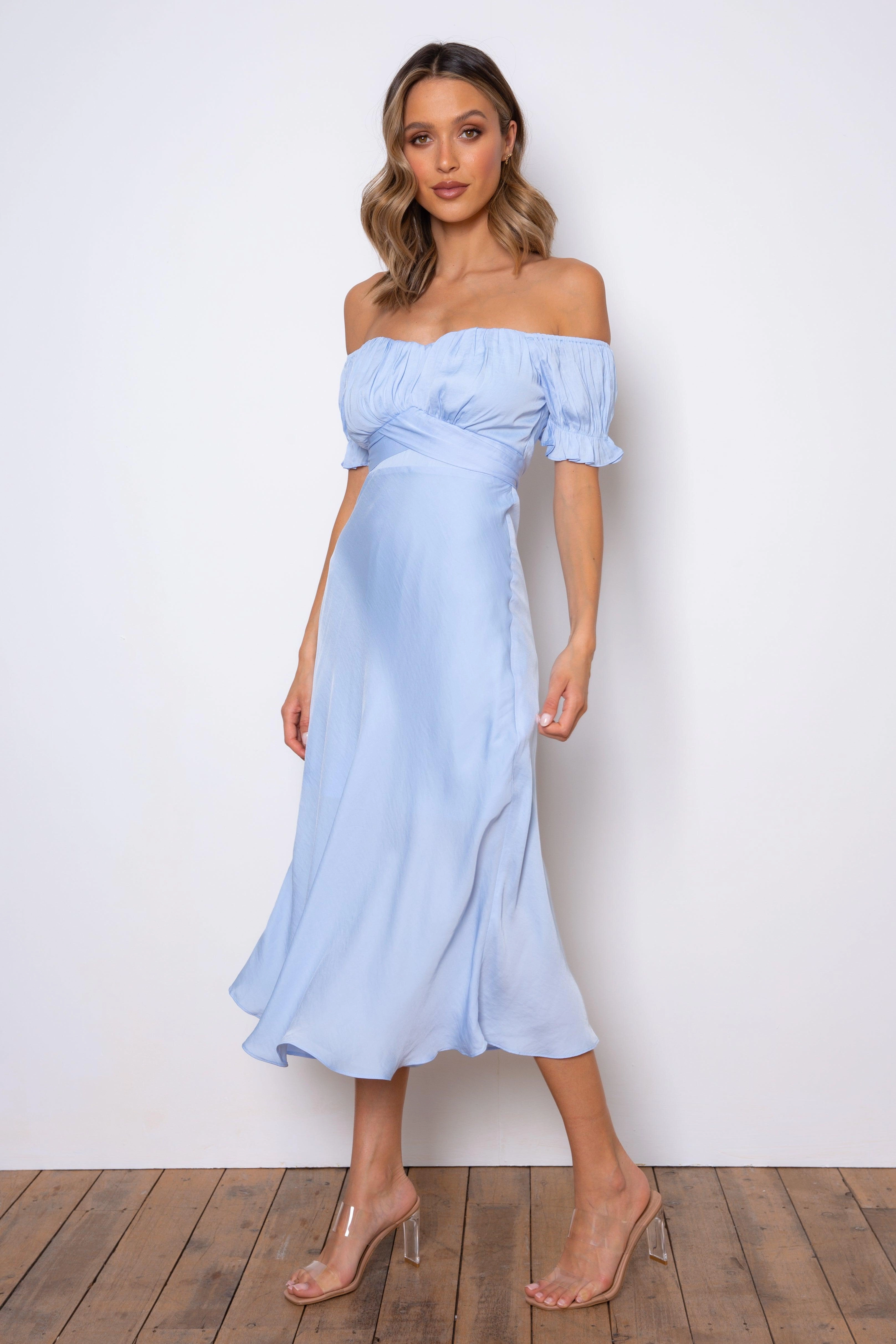 City Friendly Bright Colors Samantha Dress - Sky Blue