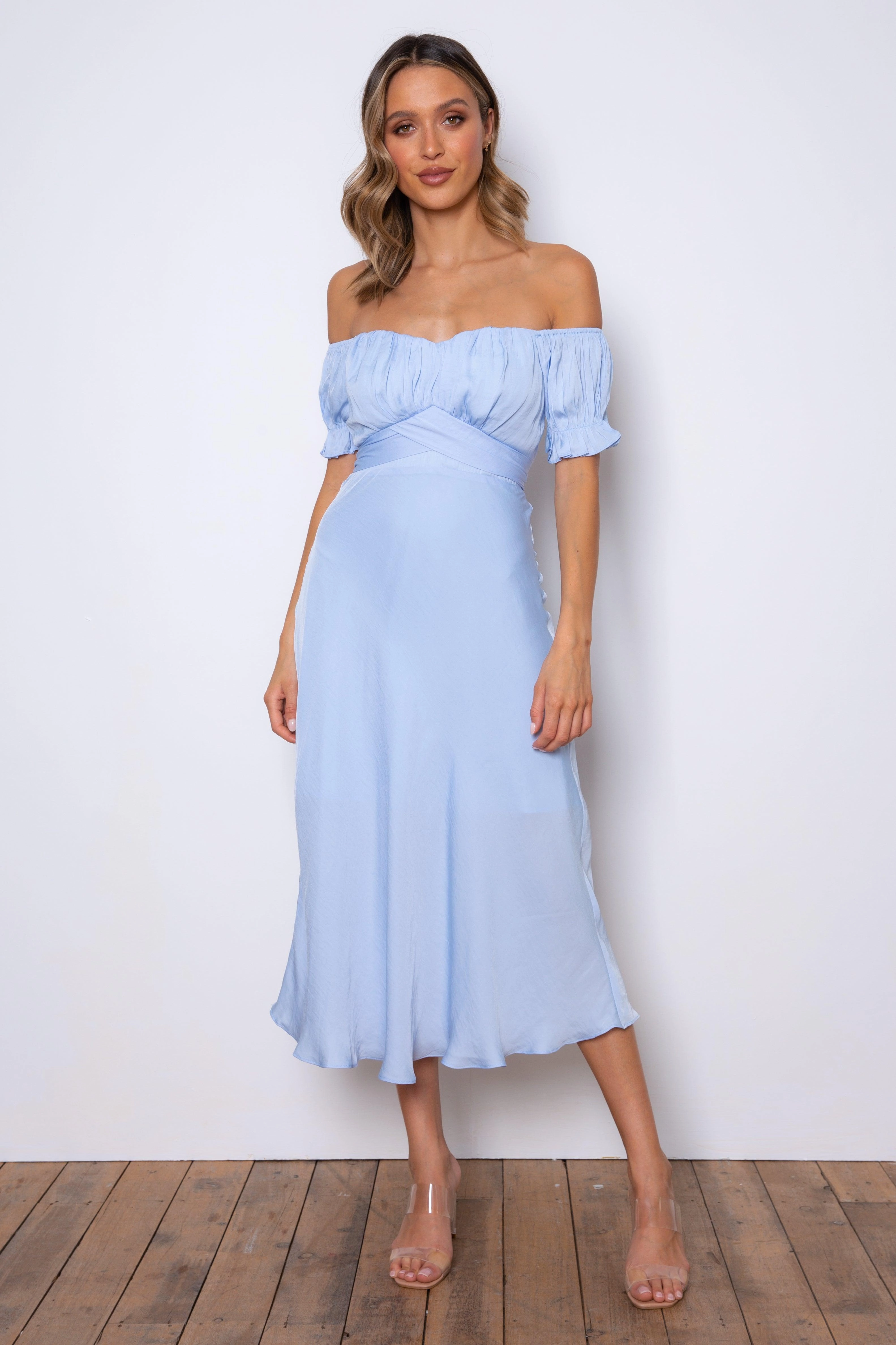 Samantha Dress - Sky Blue Sleek Waistband Easy Match
