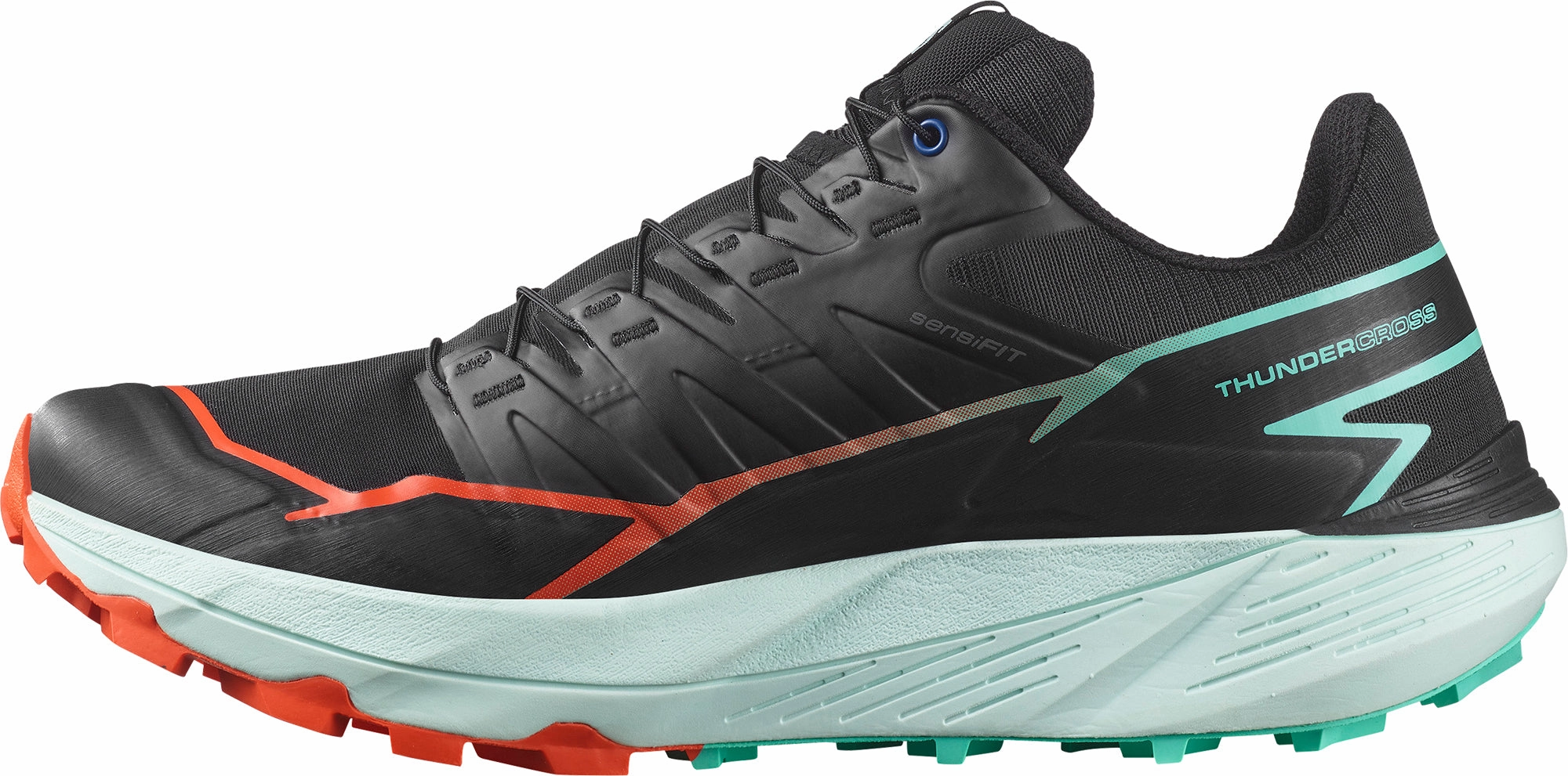 Enhanced Traction Nodes running convenience Salomon Thundercross Mens Trail Running Shoes - Black