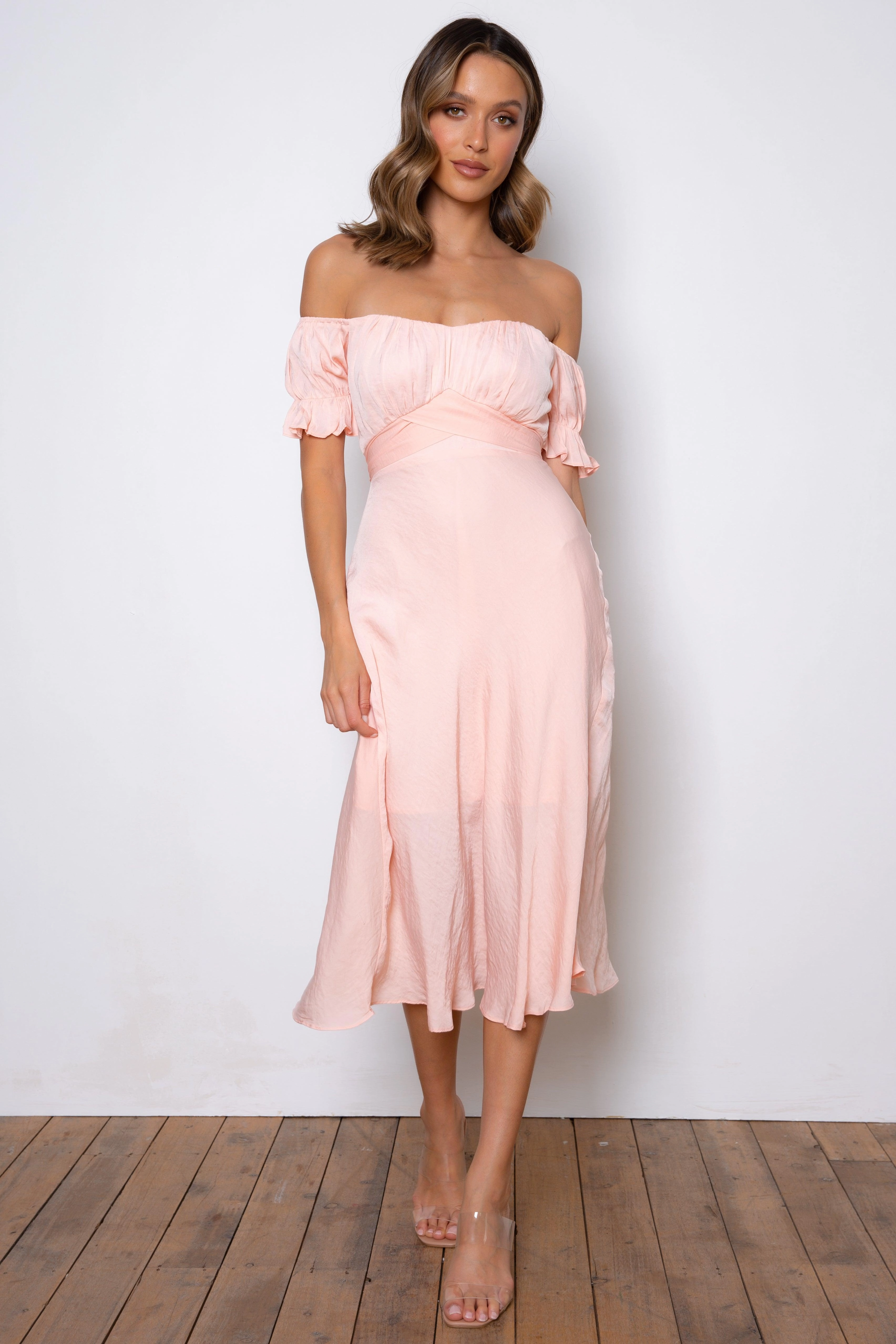 Samantha Dress - Light Pink Vibrant Waist Fit Polished Layer