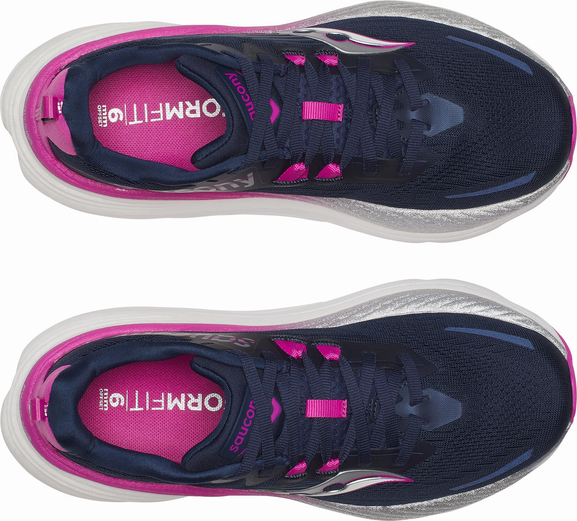 Saucony Hurricane 24 Womens Running Shoes - Blue Comfort Focused Engineering running on a rubber track shoes
