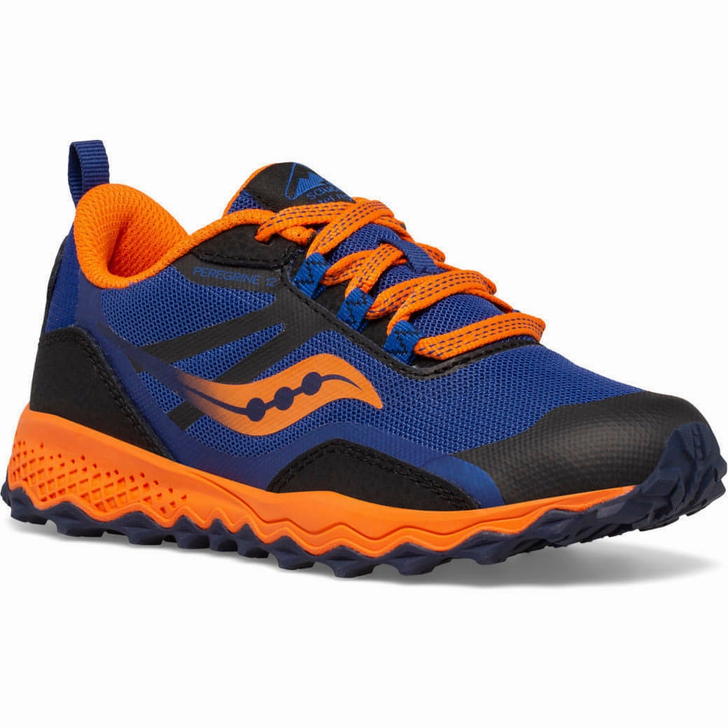 Saucony Peregrine 12 Shield Junior Trail Running Shoes - Navy Ventilated Insole Technology Ankle Collar Padding