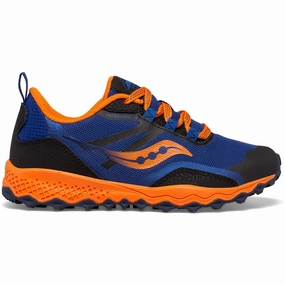 anti - microbial shoes Saucony Peregrine 12 Shield Junior Trail Running Shoes - Navy