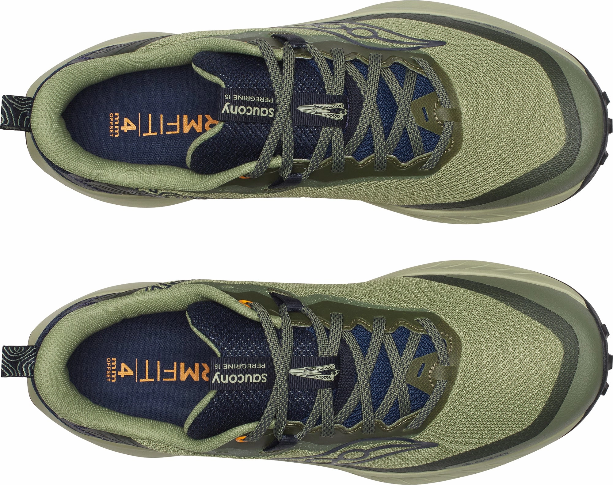 Saucony Peregrine 15 GORE-TEX Mens Trail Running Shoes - Green slow running shoe efficiency Non Slip Lace Lock