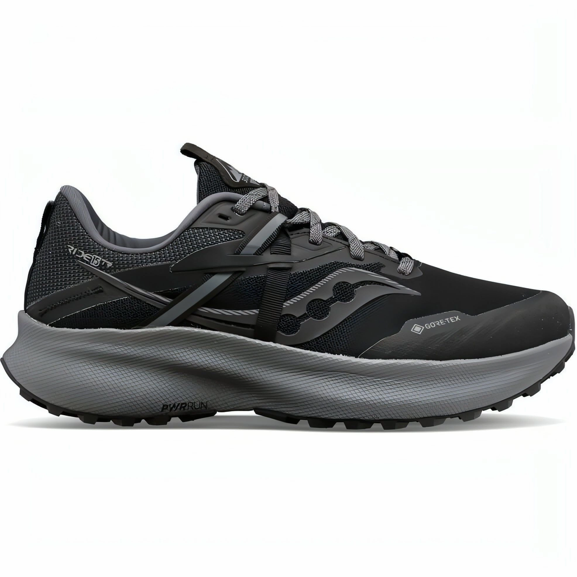 Stretchable Material Saucony Ride 15 TR GORE-TEX Womens Trail Running Shoes - Black