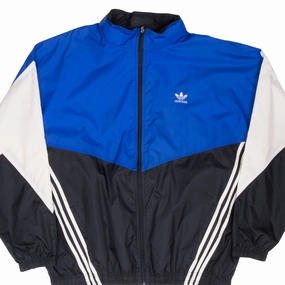 StretchFit Fabric Technology Lightweight Comfort VINTAGE ADIDAS BLUE WHITE BLACK 1990S WINDBREAKER JACKET XL