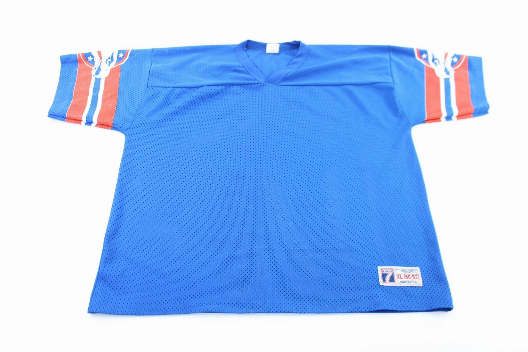 Tear Resistant Fabric 90's Logo 7 Black Blue & Red Eagles Football Jersey