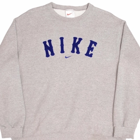 VINTAGE NIKE MIDDLE SWOOSH GREY SWEATSHIRT 1990s SIZE XL MADE IN USA Camping Comfort Chill Apparel