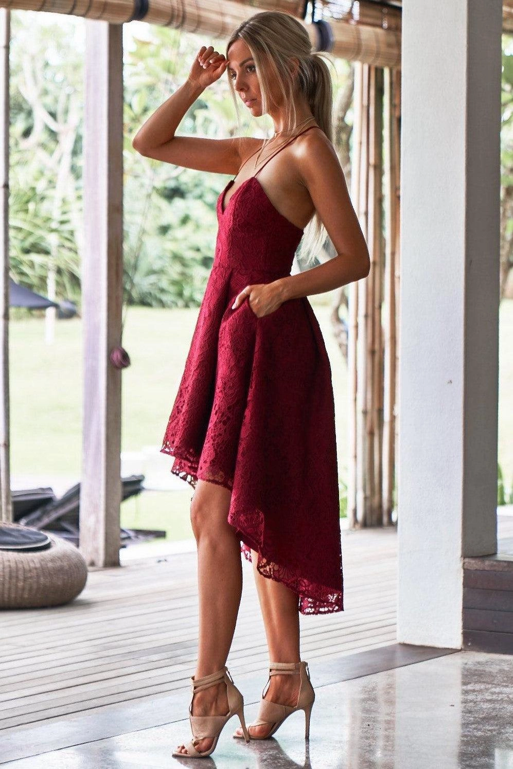 Blue Sky Marilyn Dress - Burgundy