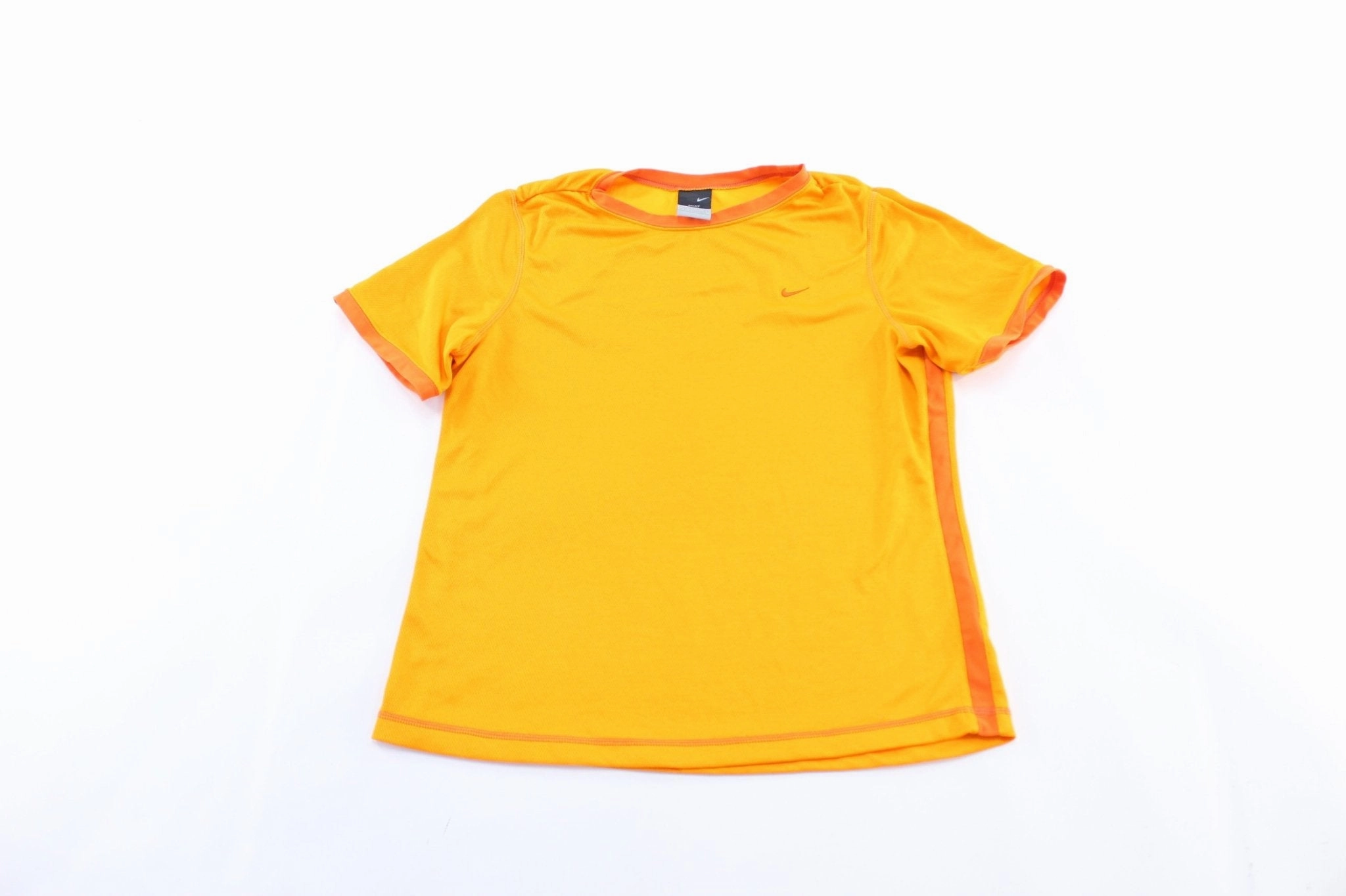 Women's Nike Embroidered Logo Orange Dri-Fit T-Shirt Light and Breathable Sporty Fit