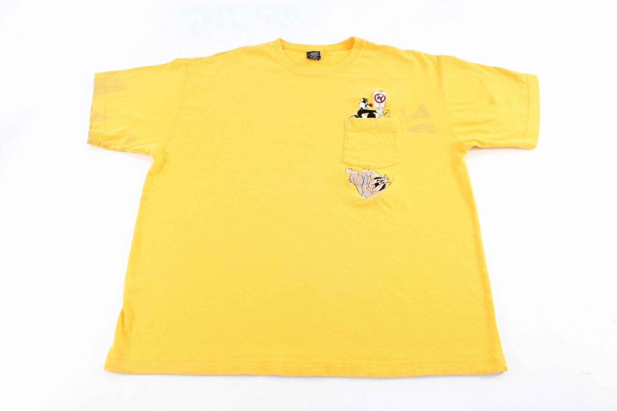 1997 Looney Tunes Embroidered T-Shirt Layered Sleeve Construction Cool Design