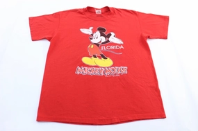 80's Mickey Mouse Florida T-Shirt Yarn Dyed Stripes Sporty Design