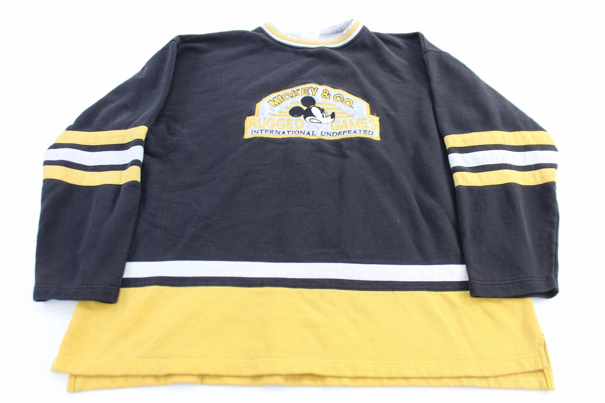 Ventilated Back Panels Pre Shrunk Material Vintage Mickey & Co. Embroidered Rugged Games Striped Hockey Jersey