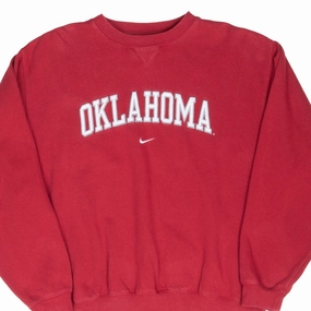 Layer Minimal VINTAGE NIKE CENTER SWOOSH NCAA OKLAHOMA RED SWEATSHIRT 1990S LARGE