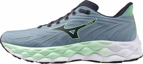 Mizuno Wave Sky 8 Mens Running Shoes - Blue scratch - resistant - finish - toughness shoes Stretch Knit Upper