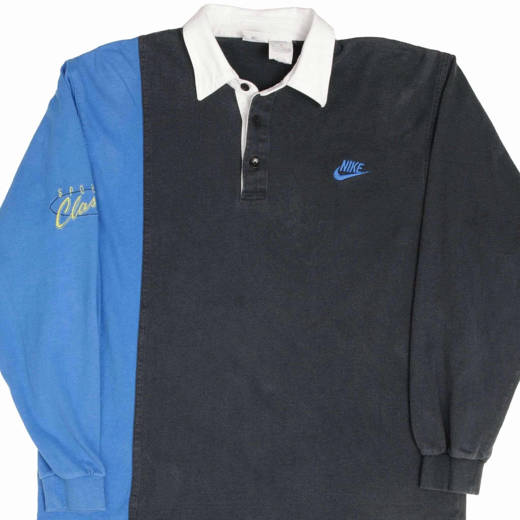 VINTAGE NIKE SPORT CLASSICS RUGBY POLO SHIRT LATE 1980S MEDIUM Polyester
