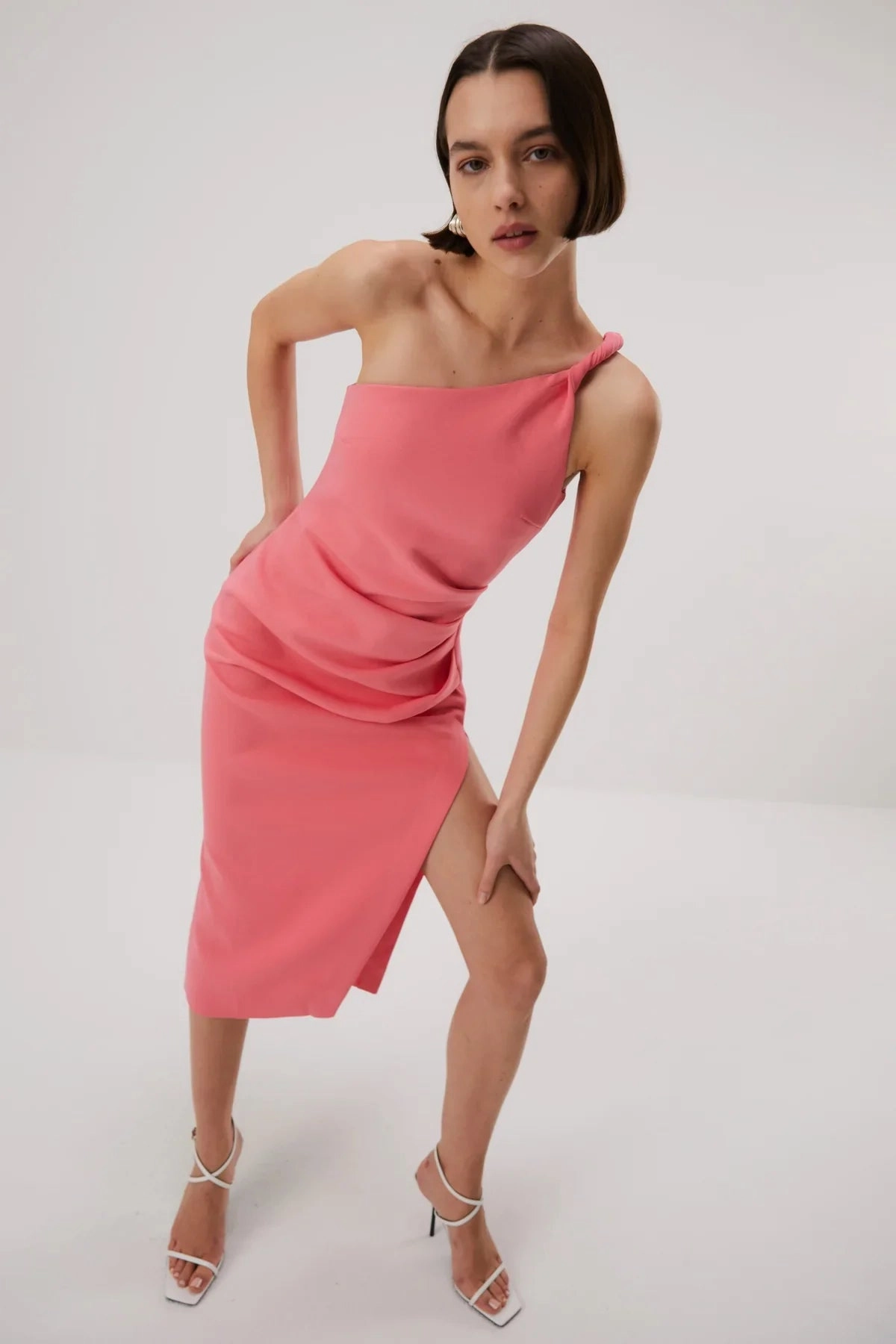 Misha Carrington Bonded Crepe Midi Dress - Honeysuckle Smooth Line Refined Stitch