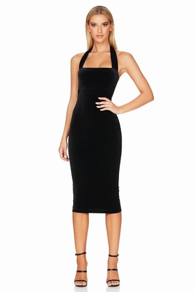 Nookie Vera Velvet Midi Dress - Black All Time Fit
