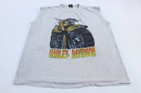 Flexible Neck Opening 90's Harley Davidson Motorcycles Graphic Tank Top