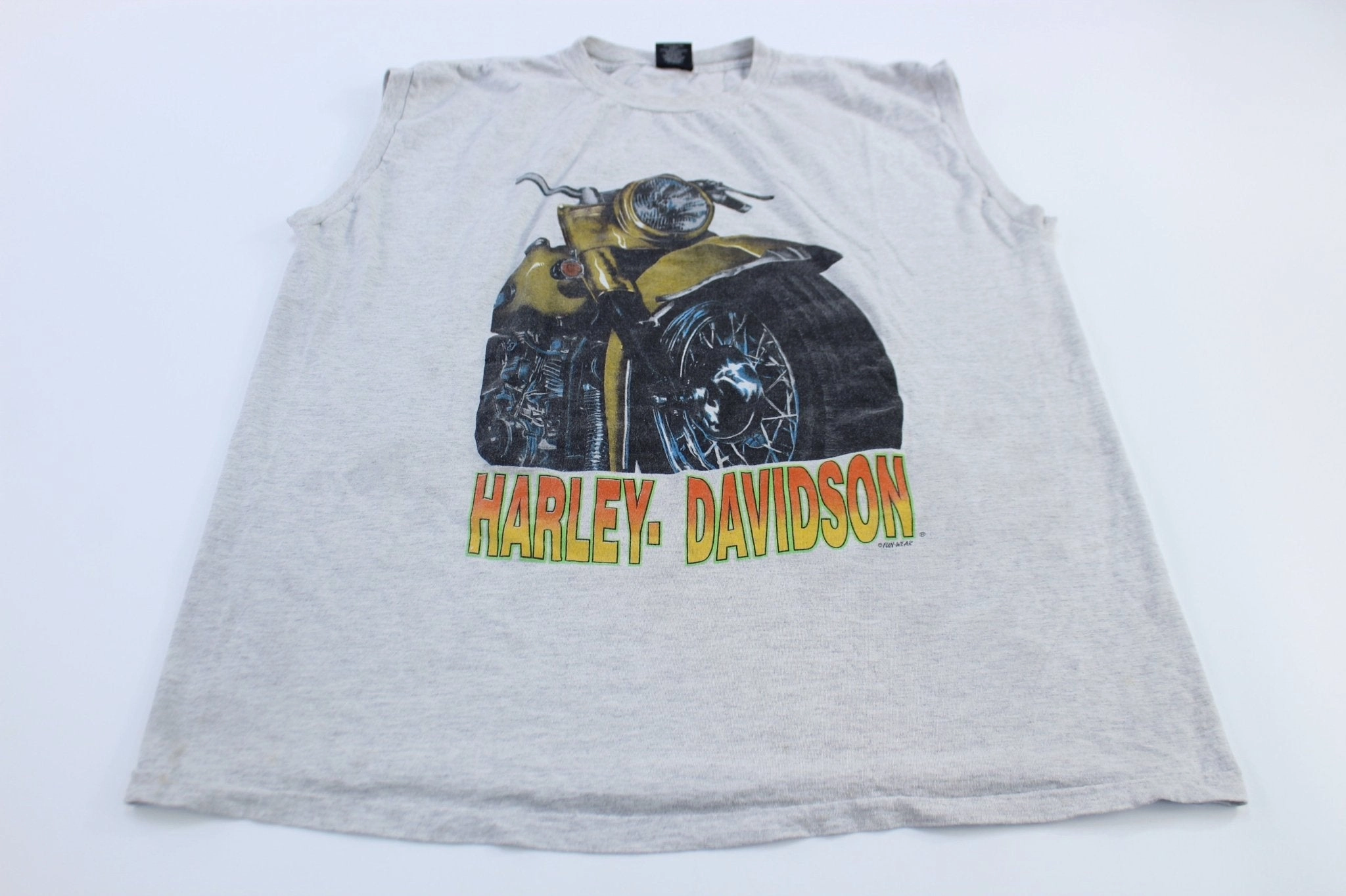 Flexible Neck Opening 90's Harley Davidson Motorcycles Graphic Tank Top