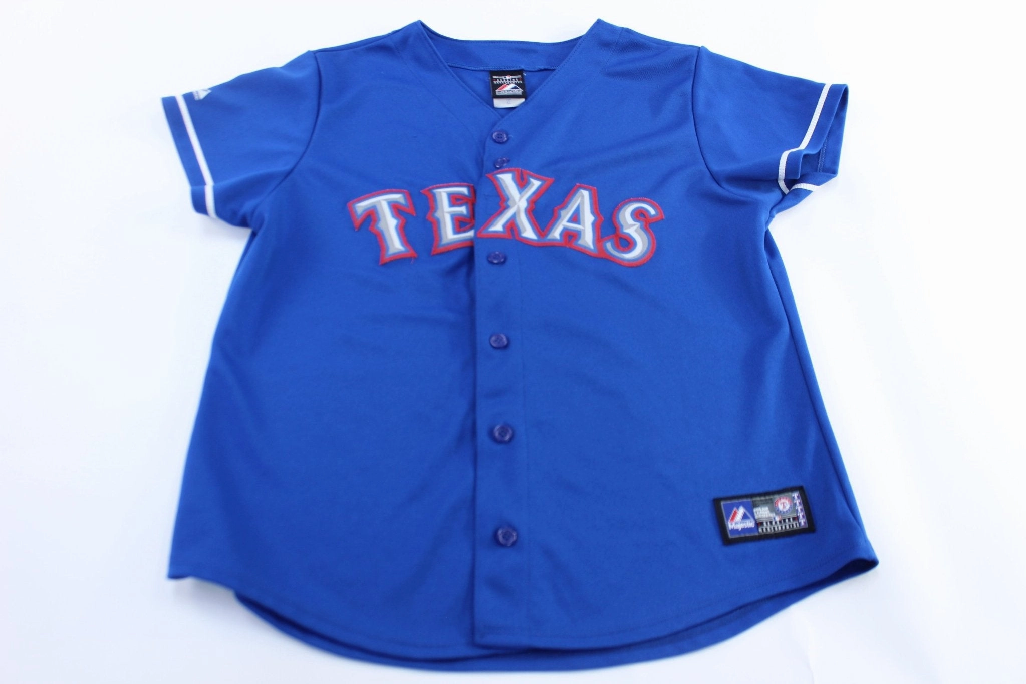 Women's Majestic Embroidered Texas Rangers Baseball Jersey Mesh Panel