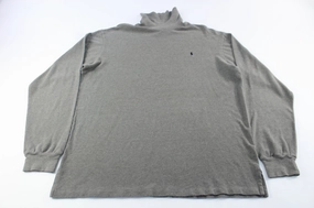 Polo by Ralph Lauren Embroidered Logo Grey Turtleneck T-Shirt LongLastingColor
