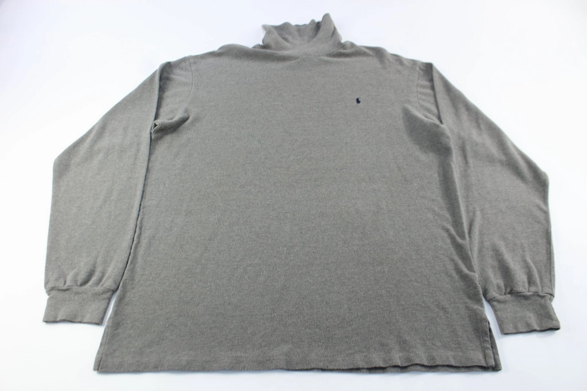 Polo by Ralph Lauren Embroidered Logo Grey Turtleneck T-Shirt LongLastingColor