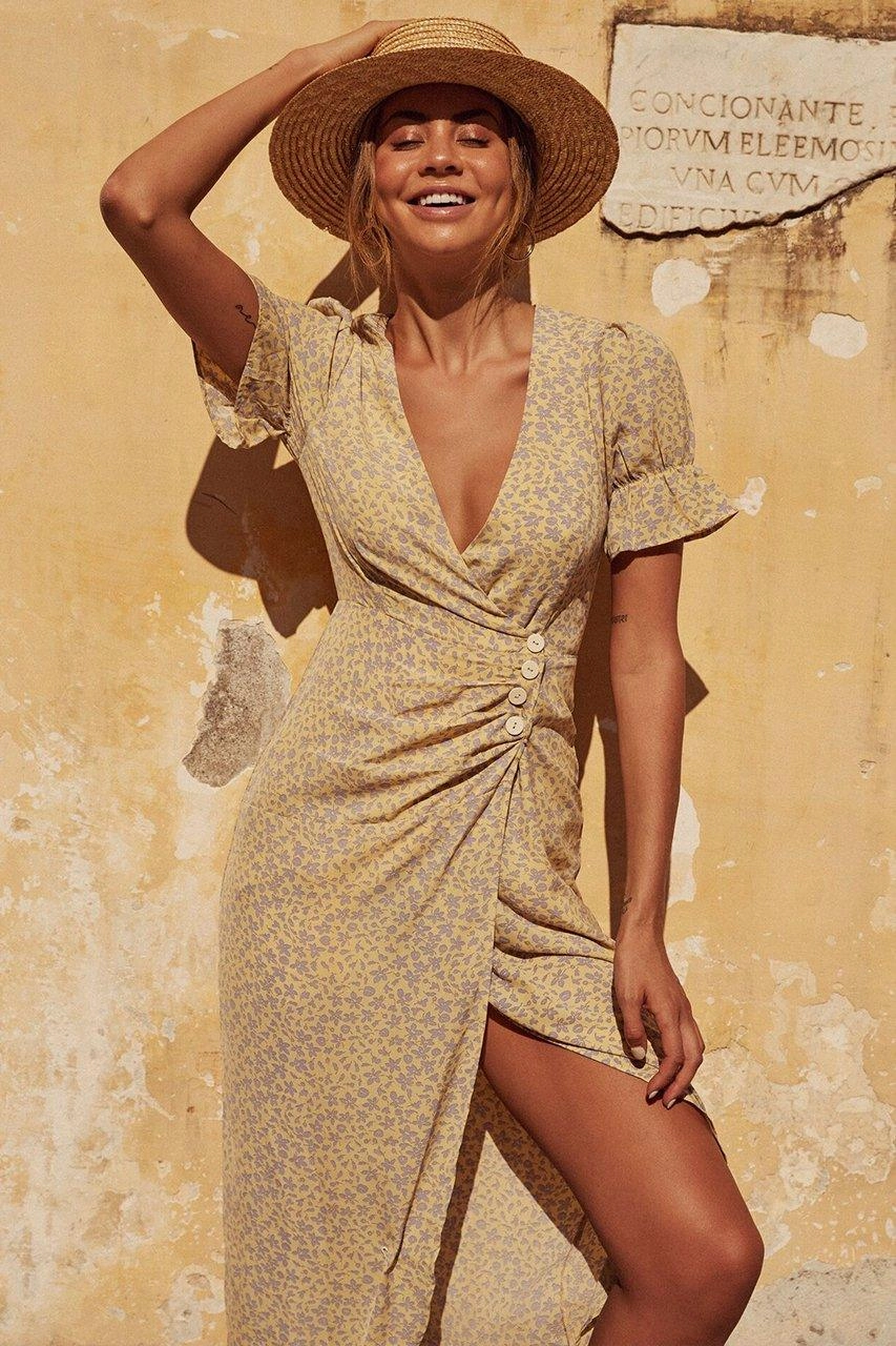 Light Motion Solana Wrap Dress - Yellow