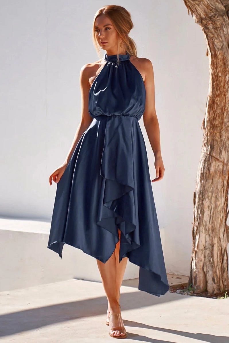 Kathleen Dress - Navy Sleek Design
