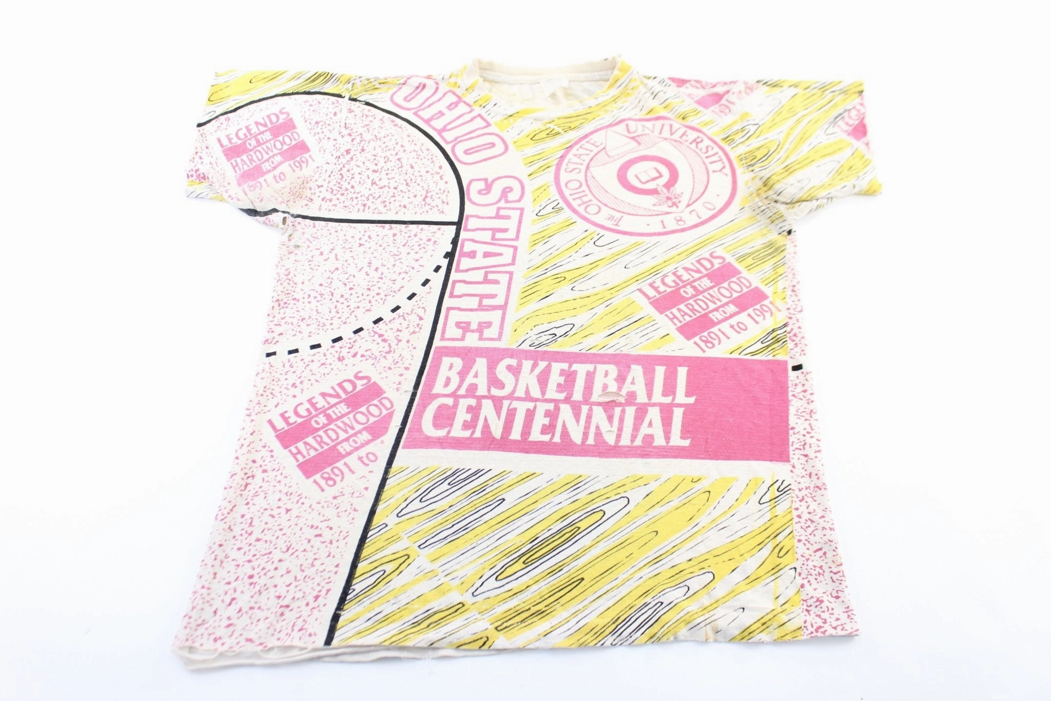 Zero Waste Production 90's Ohio State University Basketball All Over Print T-Shirt