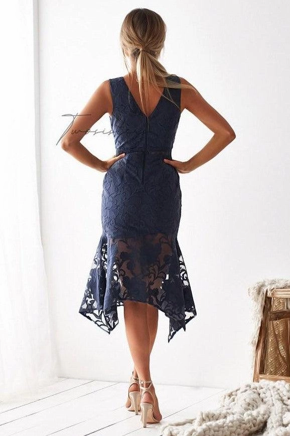 Layered Comfort Ivory Dress - Steel Blue