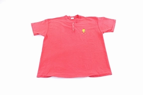 Simple and Light 90's Tweety Embroidered Henley T-Shirt