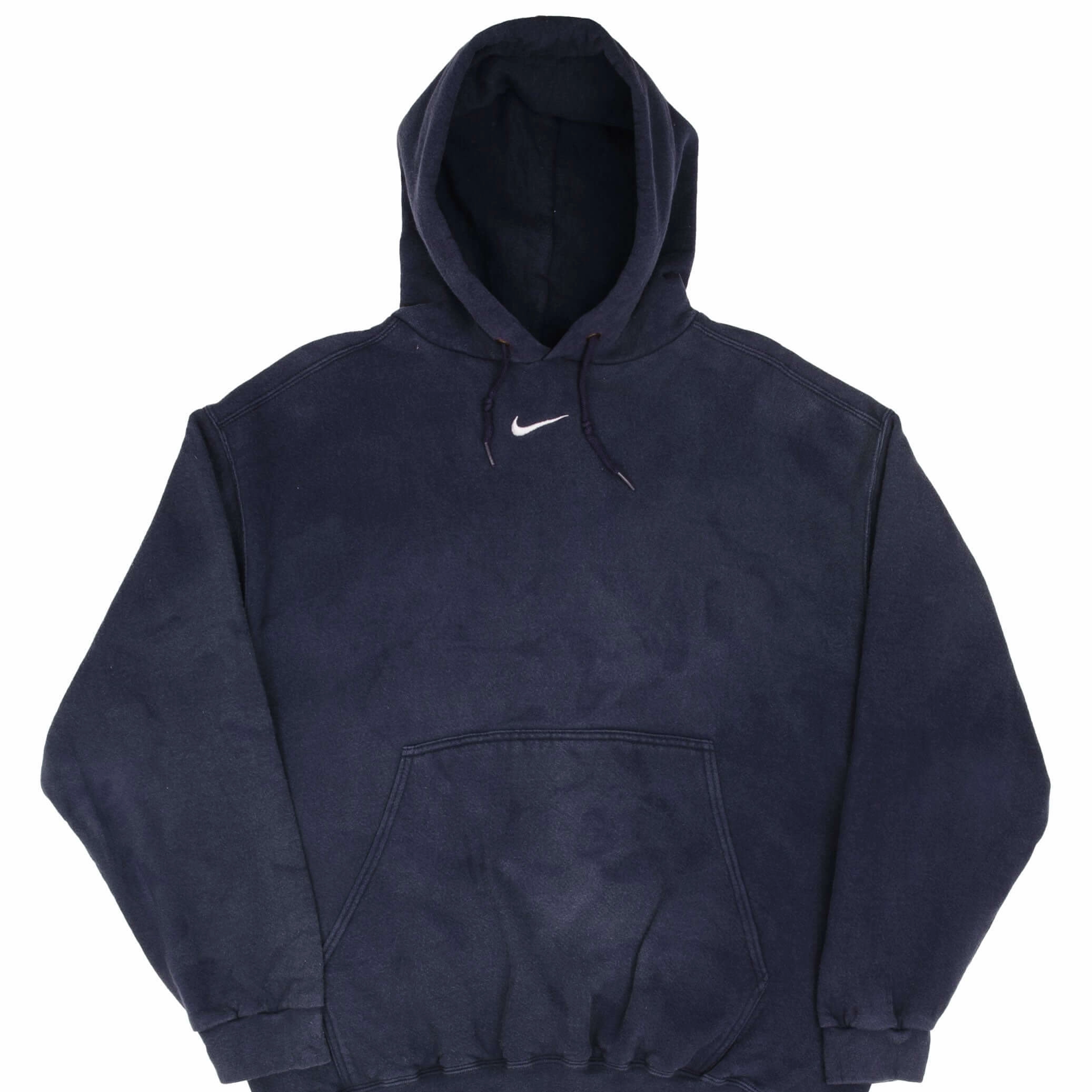 VINTAGE NIKE CENTER SWOOSH NAVY BLUE TRAVIS SCOTT HOODIE 1990S LARGE MADE USA product bead charm