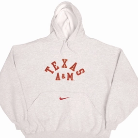 VINTAGE NIKE CENTER SWOOSH TEXAS A&M UNIVERSITY HOODIE SWEATSHIRT 2XL 1990S product after sales service ethnic print