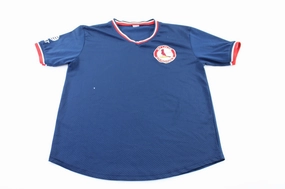 St. Louis Cardinal Logo Blue, Red, & White Baseball Jersey Minimalist Raglan Sleeve Athletic Ribbed Cuffs