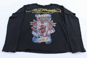 Ed Hardy by Christian Audigier Life Is A Gamble LS T-Shirt Bright Color Fresh Comfort Style