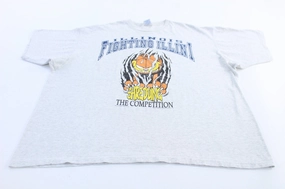 90's University of Illinois Fighting Illini Garfield T-Shirt Relaxed and Easy monochromatic