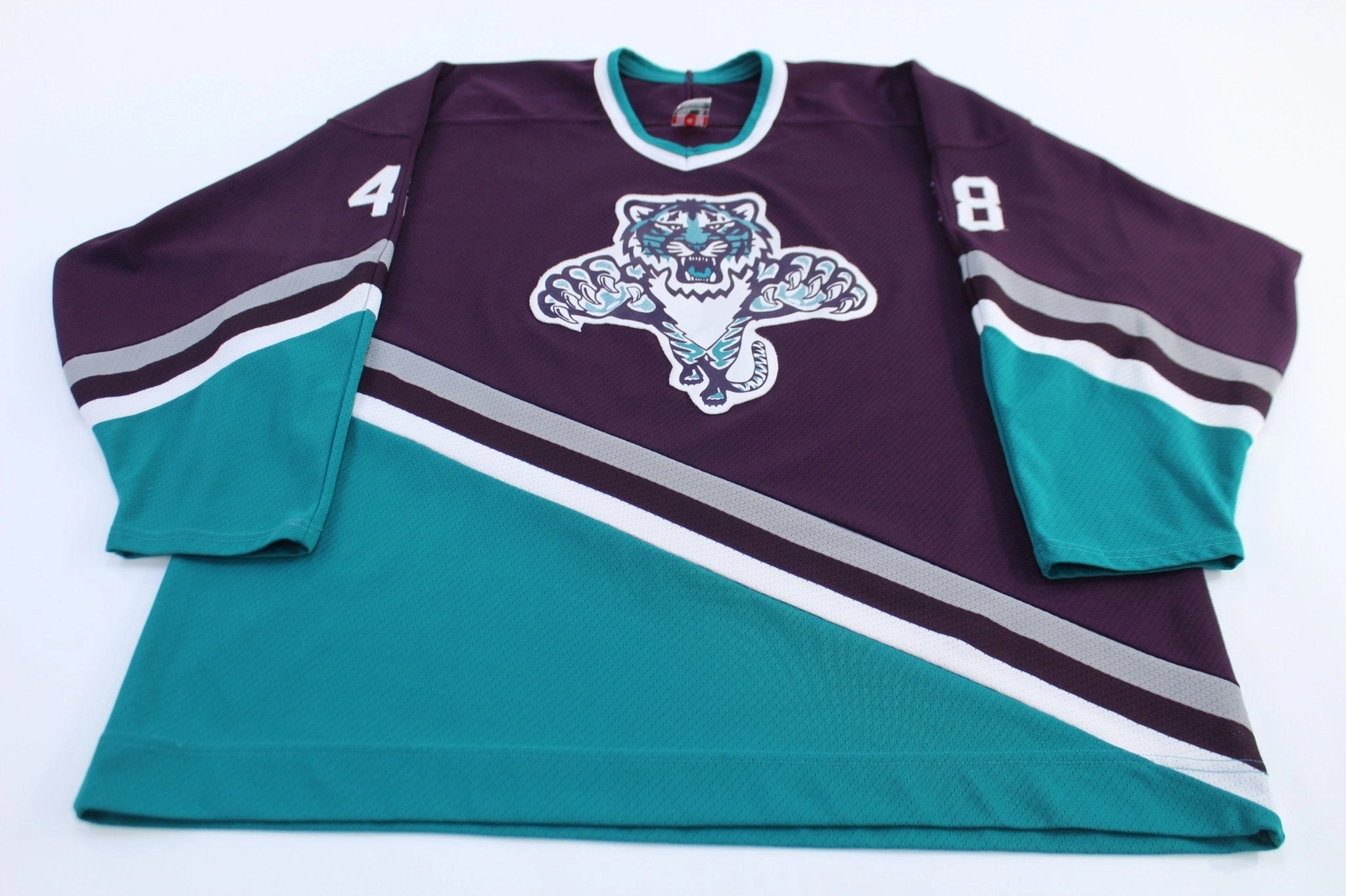 Zero Waste Manufacturing Process Practical Wear Vintage Stroot #48 Purple, Green & White Hockey Jersey