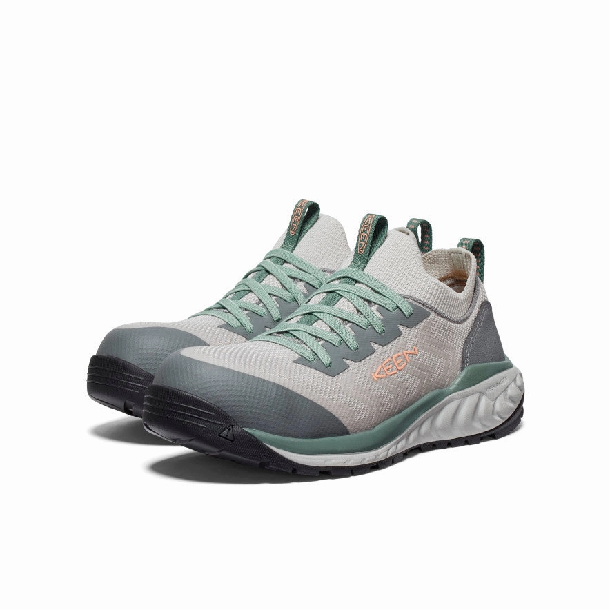 Slip In Comfort Comfy Foot Women's Arvada Shift Work Sneaker (Carbon Toe)  |  Steel Grey/Granite Green