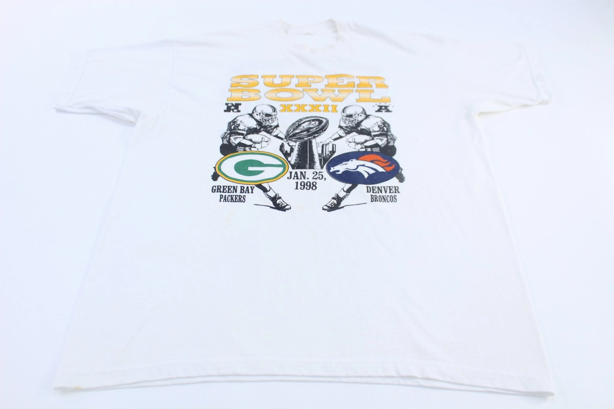 Chill Style DoubleStitched Seams 1998 Denver Broncos Vs Green Bay Packers Football T-shirt