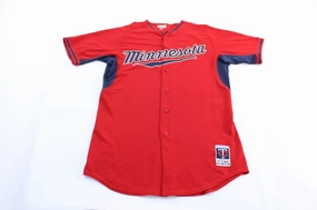 Majestic Embroidered Minnesota Twins Baseball Jersey Wrinkle Free Travel Fabric Strong Fabric