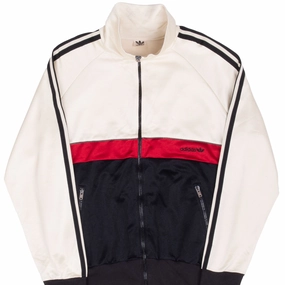 Warm Weather Wear Fashionable Protection VINTAGE ADIDAS IVORY RED BLACK TRACK JACKET 1970S SMALL