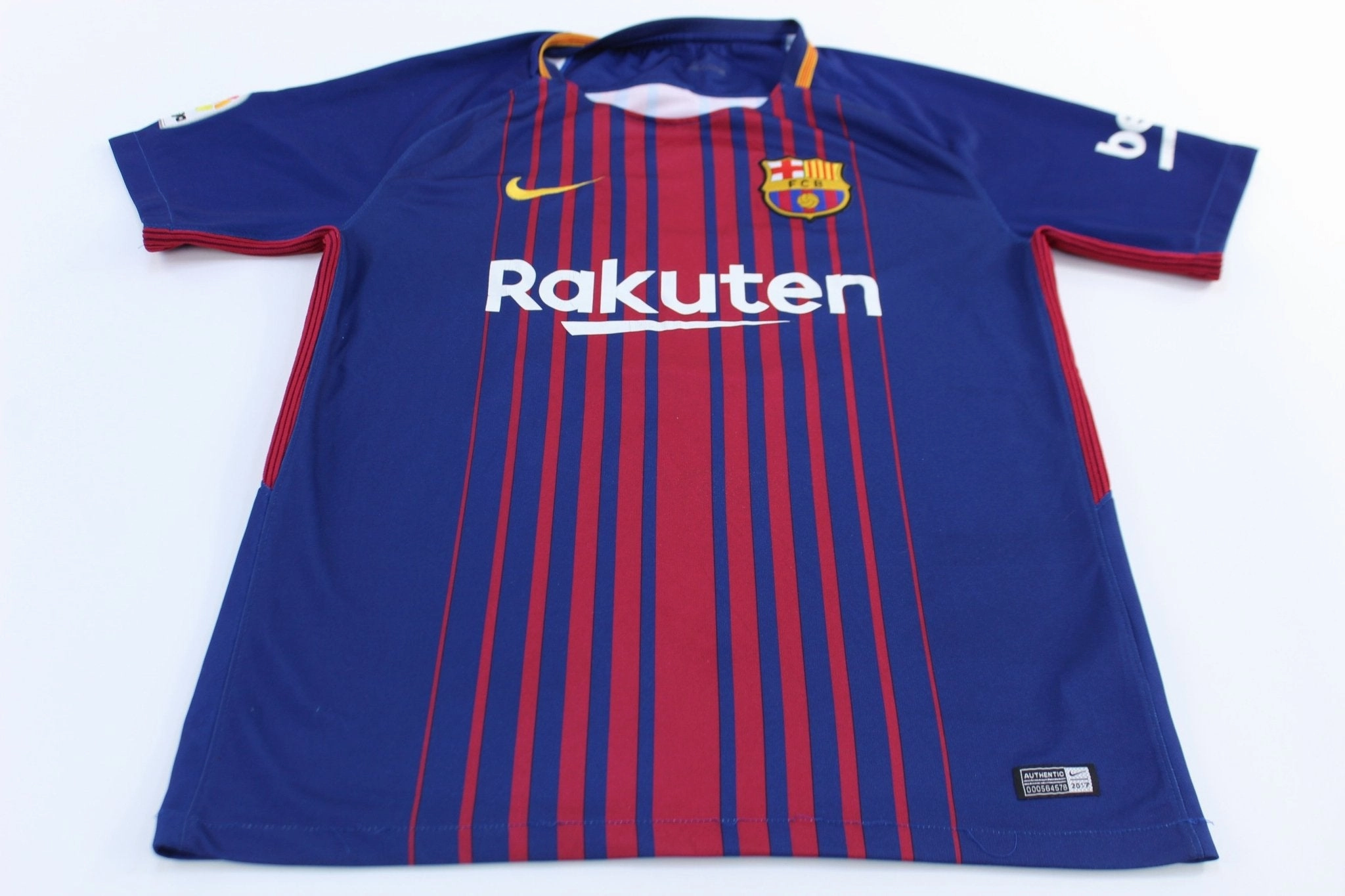 Soft touch finish Nike Embroidered Swoosh Logo FC Barcelona #10 Mike Soccer Jersey