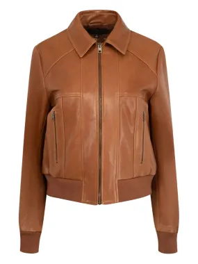 Spectacles Smart Wear Sue Leather Jacket in Cognac