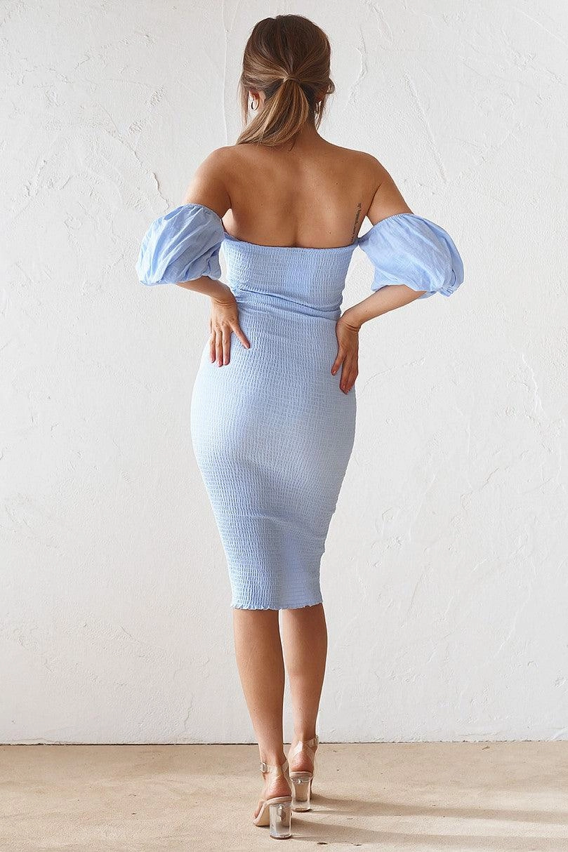 Sweetie Midi Dress - Baby Blue Boho Aesthetic Timeless Comfort Wear